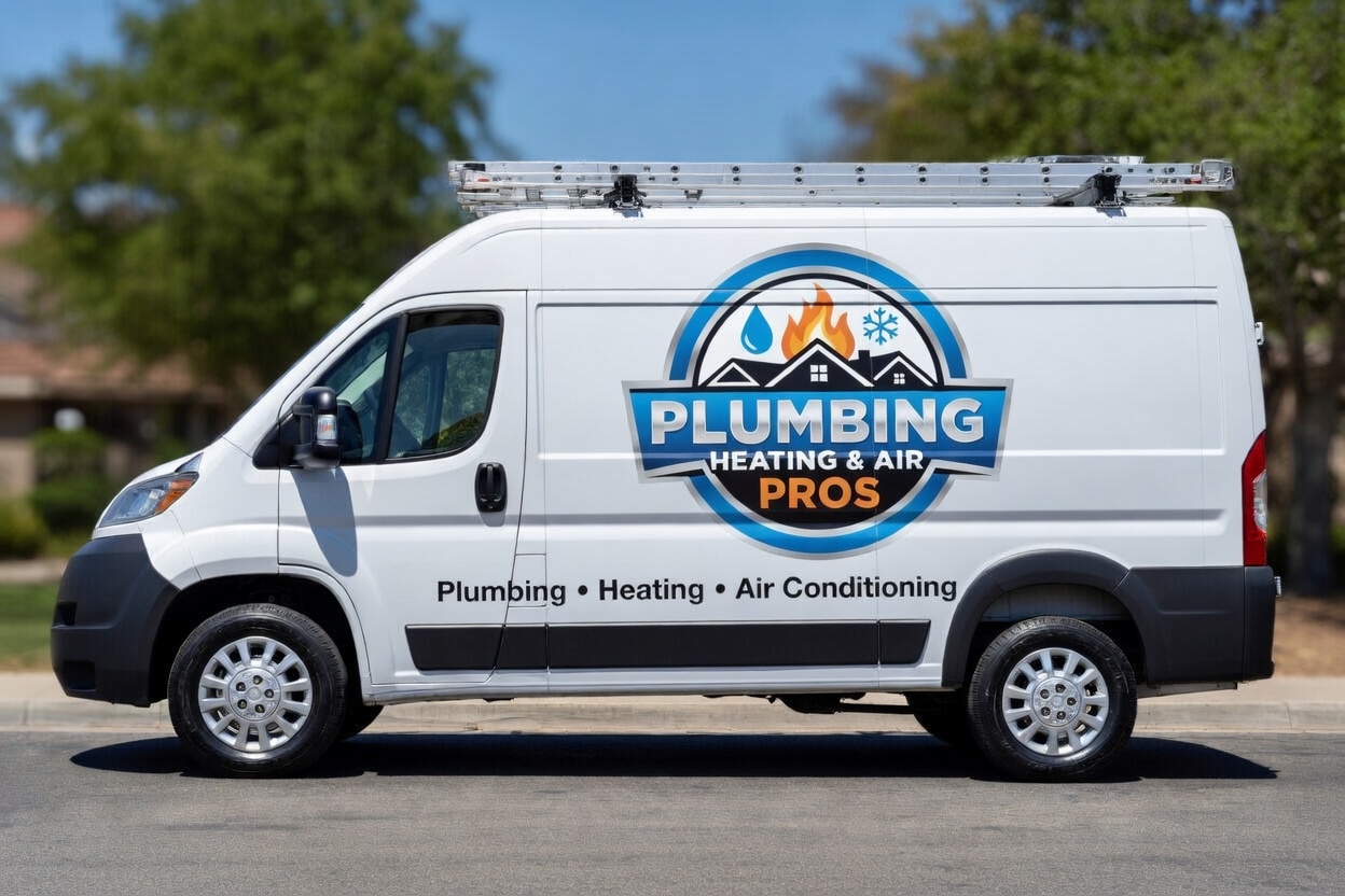 Local plumbing heating and air service van serving Burbank